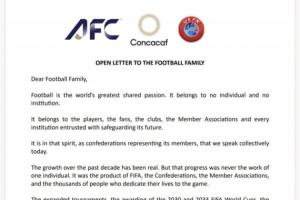 欧/亚/中北美足联联合声明：FIFA并未承认出售提案存在根本性错误